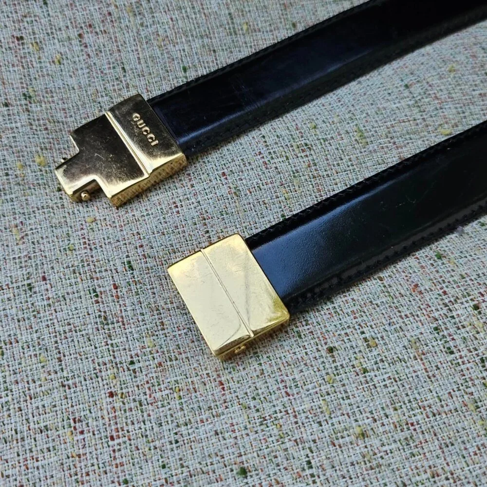Vintage Gucci Ladies Belt Black Genuine Leather Waistband Size 25 Made in Italy - Picture 4 of 10